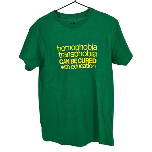 Phuid Project Sz S Short Sleeve T Shirt Pride Collection Green Cured Education - Picture 1 of 3